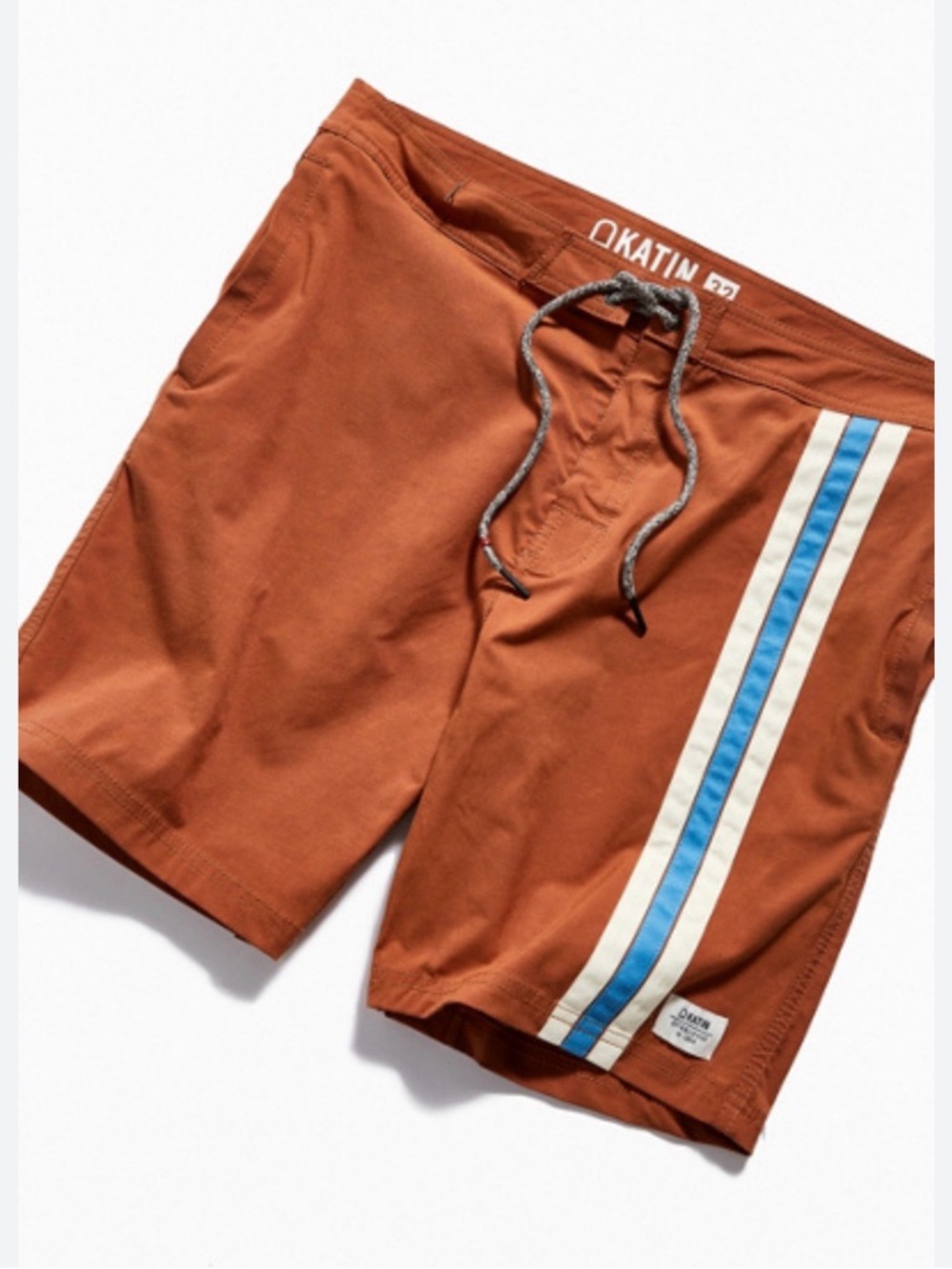 Katin Men's Rust Board Shorts with Blue and Cream Stripes Wilson Boardshorts 32